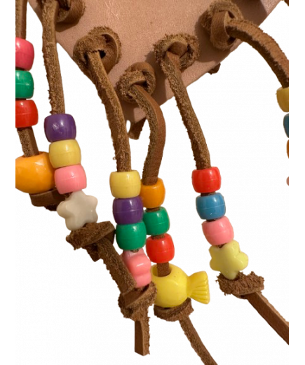 Parrot-Supplies Leather Heart With Plastic Beads Parrot Toy Parrot-Supplies Leather Heart With Plastic Beads Parrot Toy
